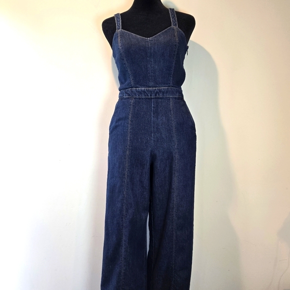 Banana Republic Women's Indigo Denim Sweetheart Jumpsuit 0 - Picture 1 of 14